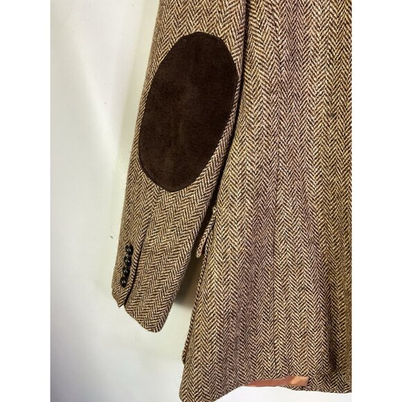 Vintage 80s Wool Tweed Elbow Patch Blazer Jacket USA Equestrian Preppy - Picture 8 of 9